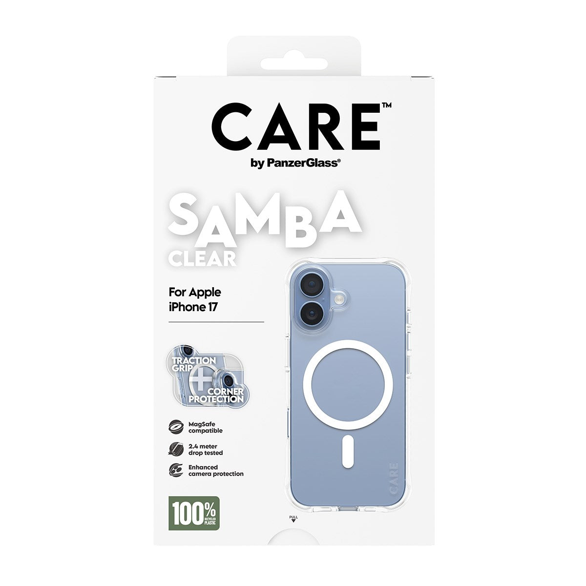 CARE by PanzerGlass® Fashionable Case Samba Transparent m. Weiß MagSafe iPhone 17