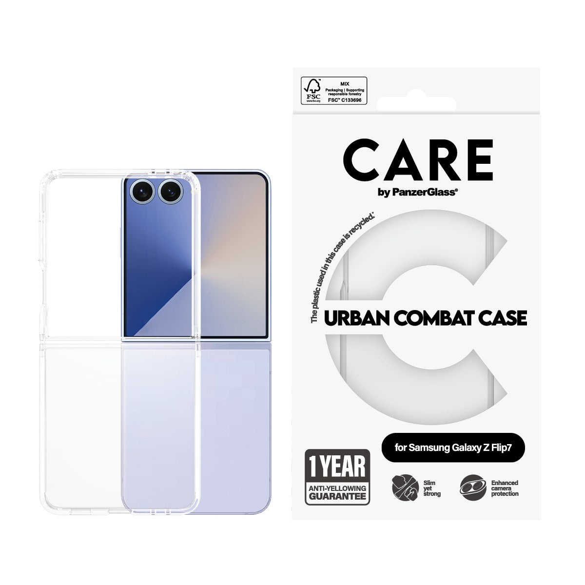 CARE by PanzerGlass® Flagship Case Urban Combat m. Klarer Rahmen Samsung Galaxy Z Flip7
