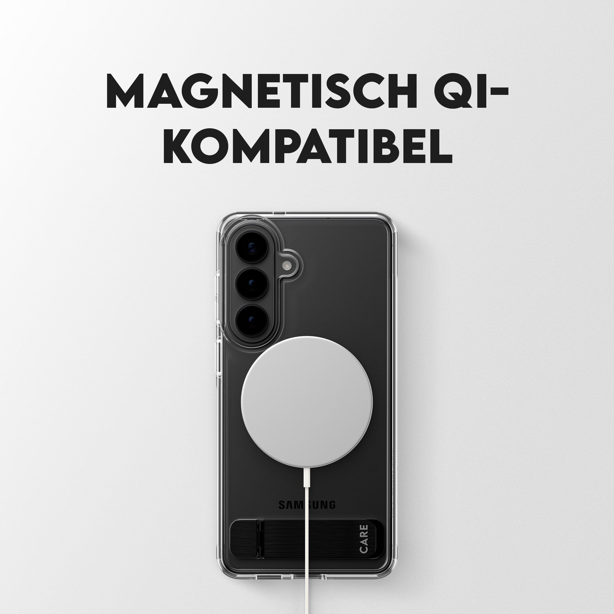 CARE™ by PanzerGlass® Urban Explorer Case Transparent m. Schwarz Kickstand & Qi Samsung Galaxy S26