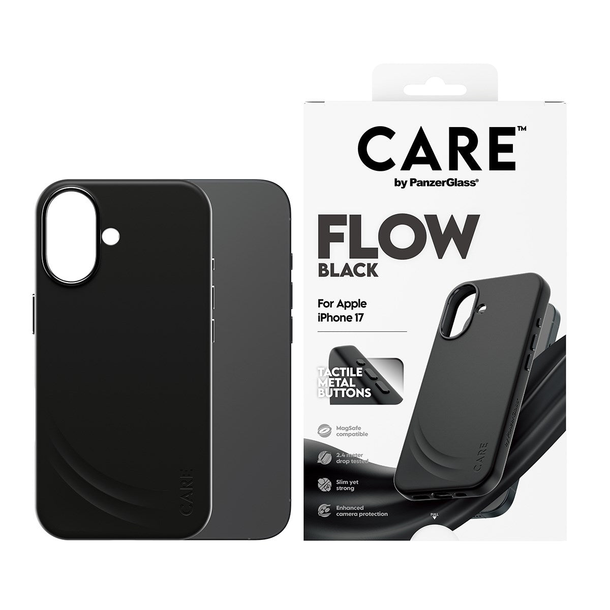 CARE by PanzerGlass® Feature FLOW Case Schwarz m. MagSafe iPhone 17