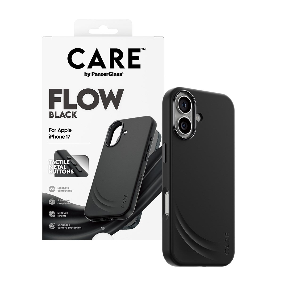 CARE by PanzerGlass® Feature FLOW Case Schwarz m. MagSafe iPhone 17