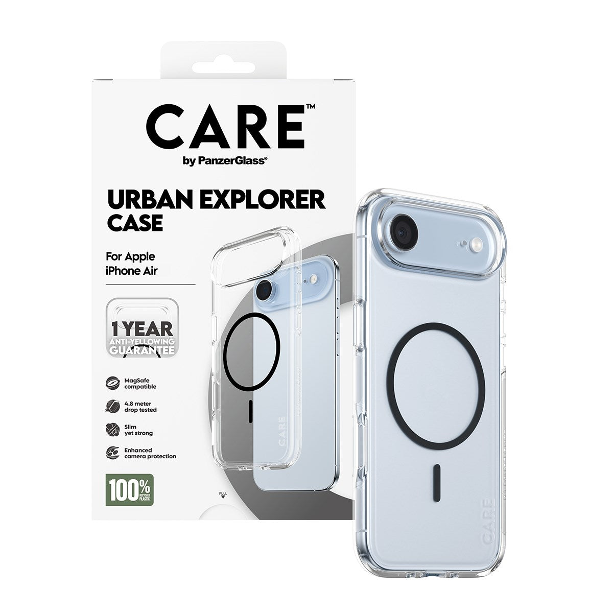 CARE by PanzerGlass® Flagship Case Transparent Urban Explorer m. Schwarz MagSafe iPhone Air