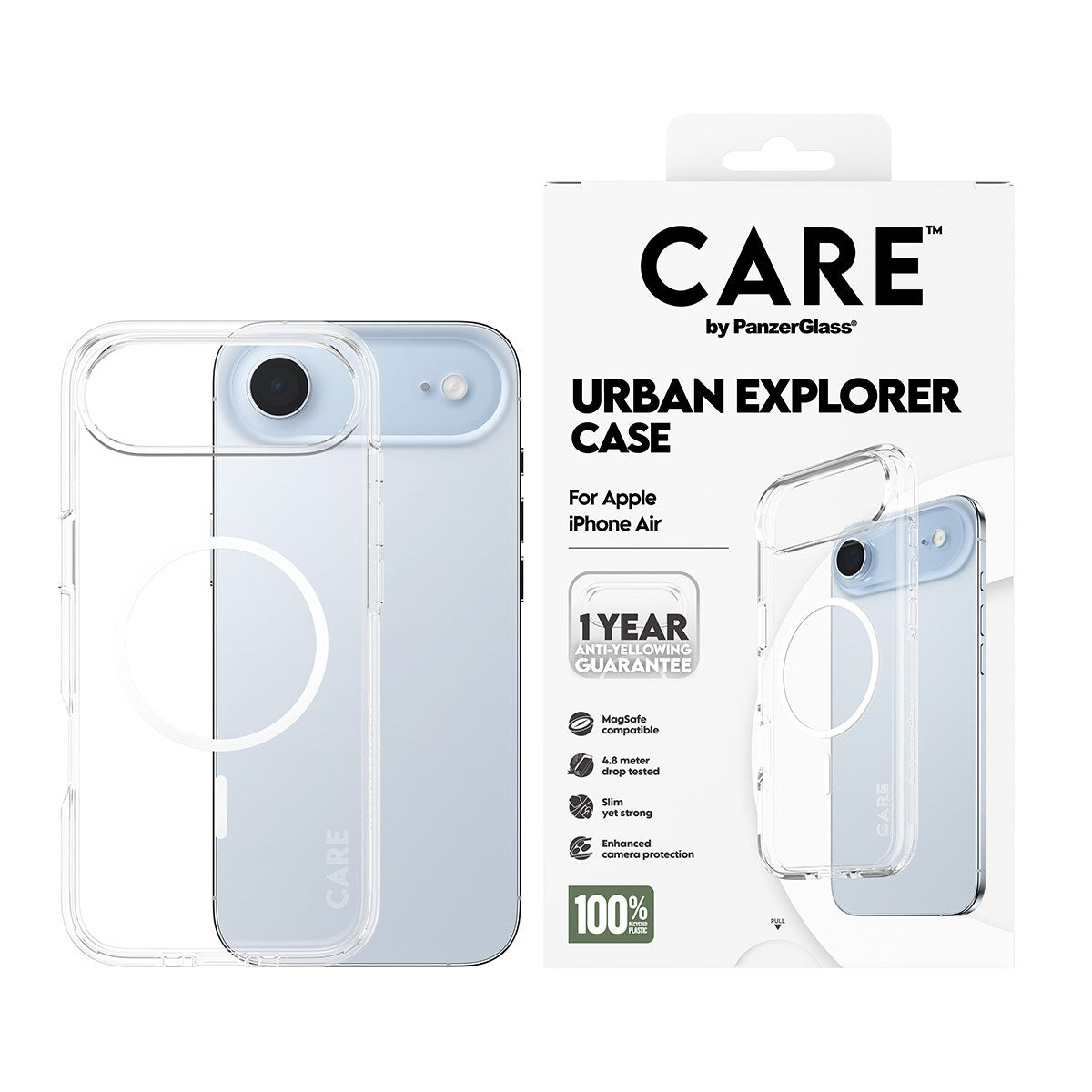 CARE by PanzerGlass® Flagship Case Transparent Urban Explorer m. Weiß MagSafe iPhone Air