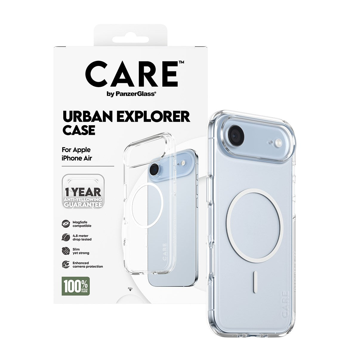 CARE by PanzerGlass® Flagship Case Transparent Urban Explorer m. Weiß MagSafe iPhone Air