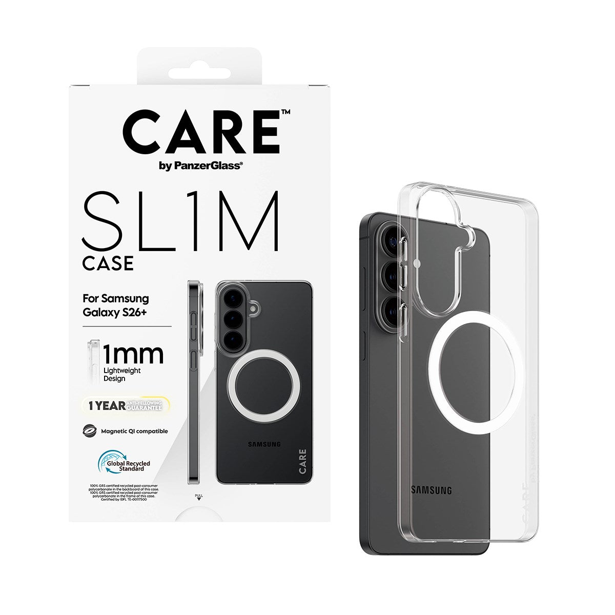 CARE™ by PanzerGlass® SL1M Case Transparent m. Qi Samsung Galaxy S26+