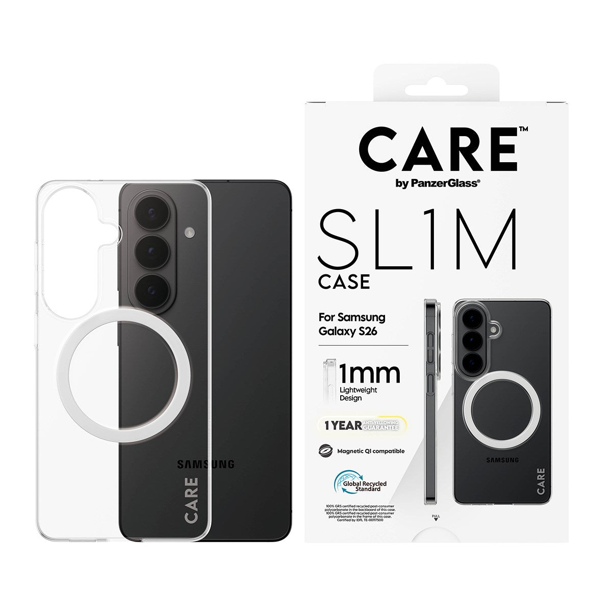 CARE™ by PanzerGlass® SL1M Case Transparent m. Qi Samsung Galaxy S26