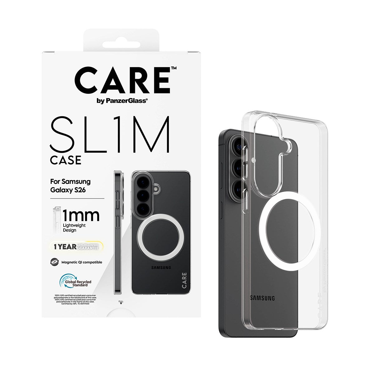 CARE™ by PanzerGlass® SL1M Case Transparent m. Qi Samsung Galaxy S26