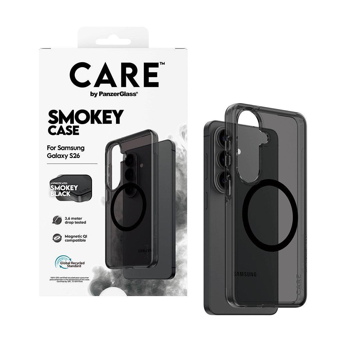CARE™ by PanzerGlass® Urban Explorer Case Smokey m. Schwarz Qi Samsung Galaxy S26