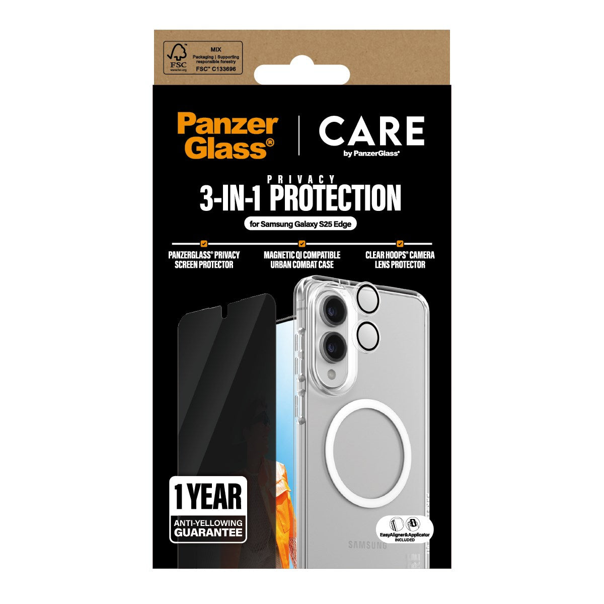 CARE by PanzerGlass® Flagship 3-in-1 Privacy Bundle Samsung S25 Edge