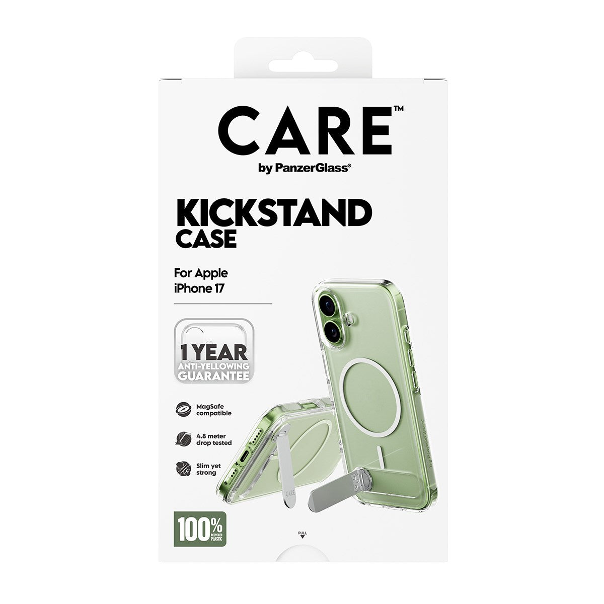 CARE by PanzerGlass® Feature Case Transparent m. Kickstand & MagSafe iPhone 17