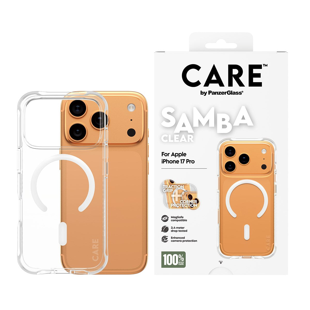 CARE by PanzerGlass® Fashionable Case Samba Transparent m. Weiß MagSafe iPhone 17 Pro