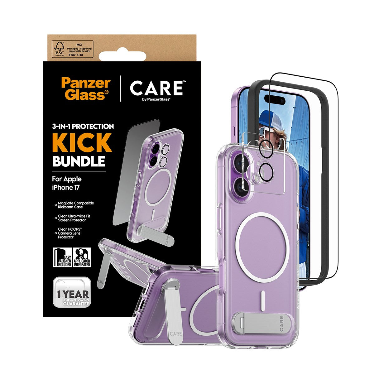 PanzerGlass® | CARE by PanzerGlass® 3-in-1 Kick Set iPhone 17
