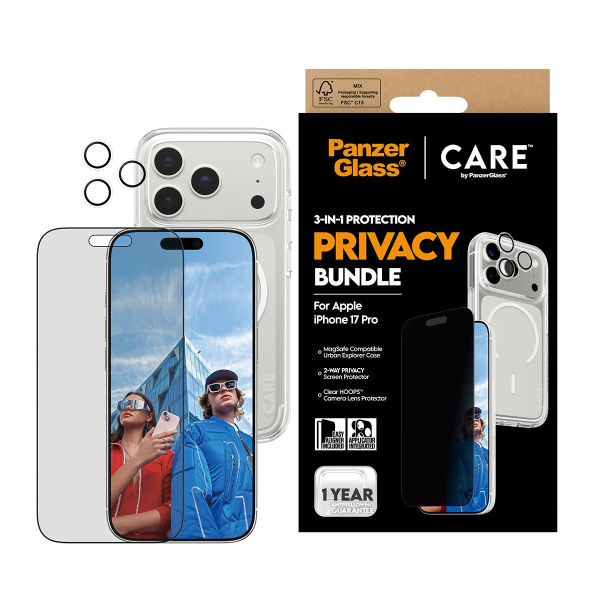 PanzerGlass® | CARE by PanzerGlass® 3-in-1 Privacy Set iPhone 17 Pro