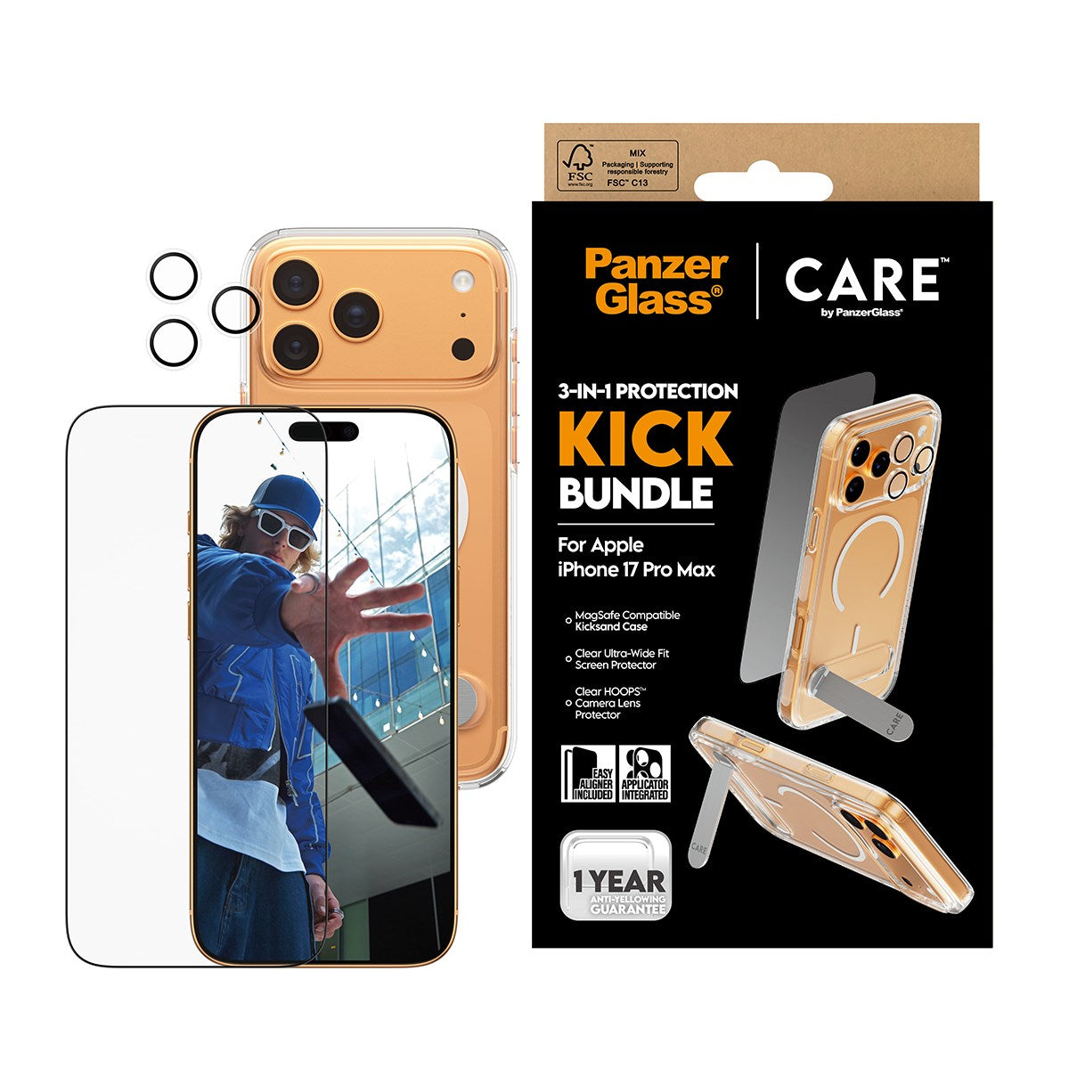 PanzerGlass® | CARE by PanzerGlass® 3-in-1 Kick Set iPhone 17 Pro Max