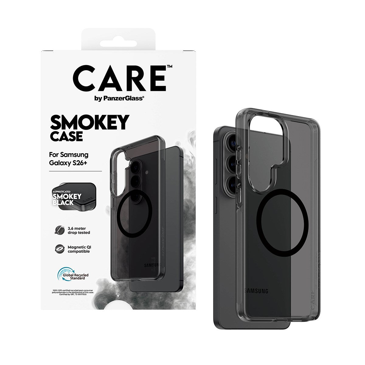 CARE™ by PanzerGlass® Urban Explorer Case Smokey m. Schwarz Qi Samsung Galaxy S26+