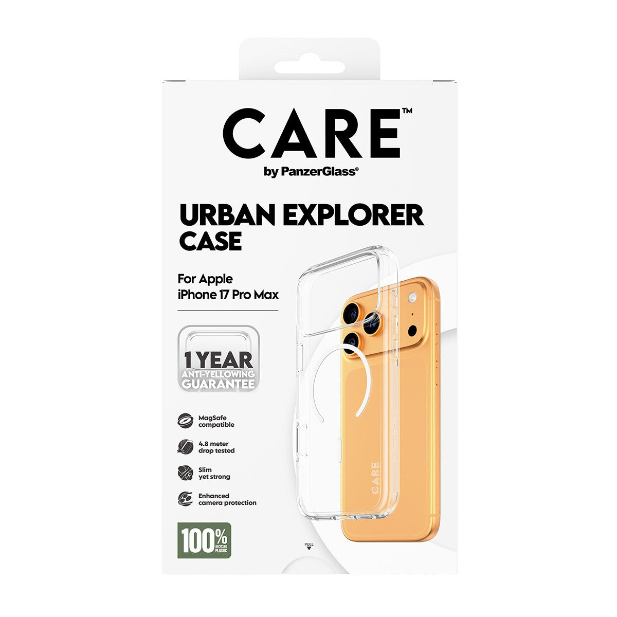 CARE by PanzerGlass® Flagship Case Transparent Urban Explorer m. Weiß MagSafe iPhone 17 Pro Max