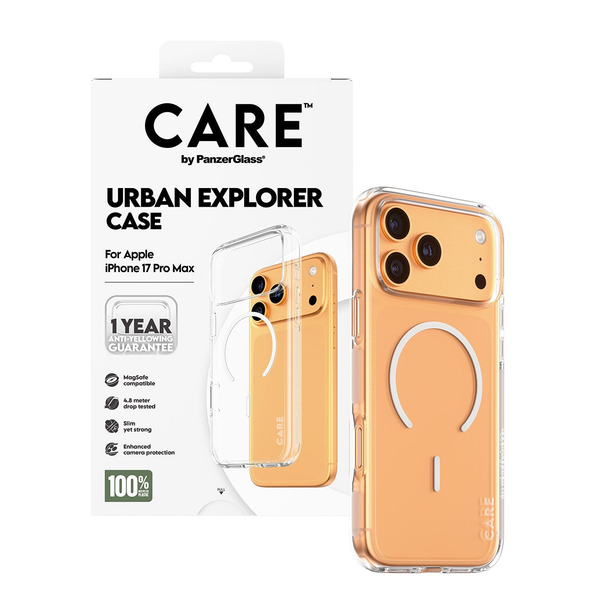 CARE by PanzerGlass® Flagship Case Transparent Urban Explorer m. Weiß MagSafe iPhone 17 Pro Max