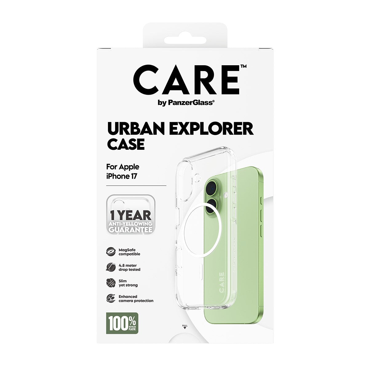 CARE by PanzerGlass® Flagship Case Transparent Urban Explorer m. Weiß MagSafe iPhone 17