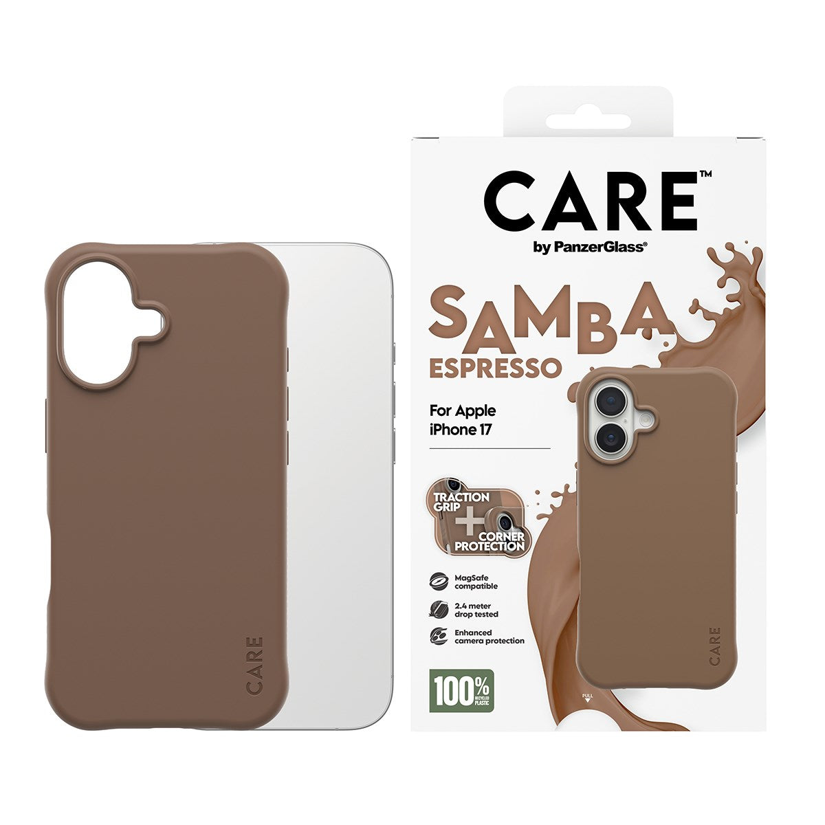 CARE by PanzerGlass® Fashionable Case Samba Espresso m. MagSafe iPhone 17