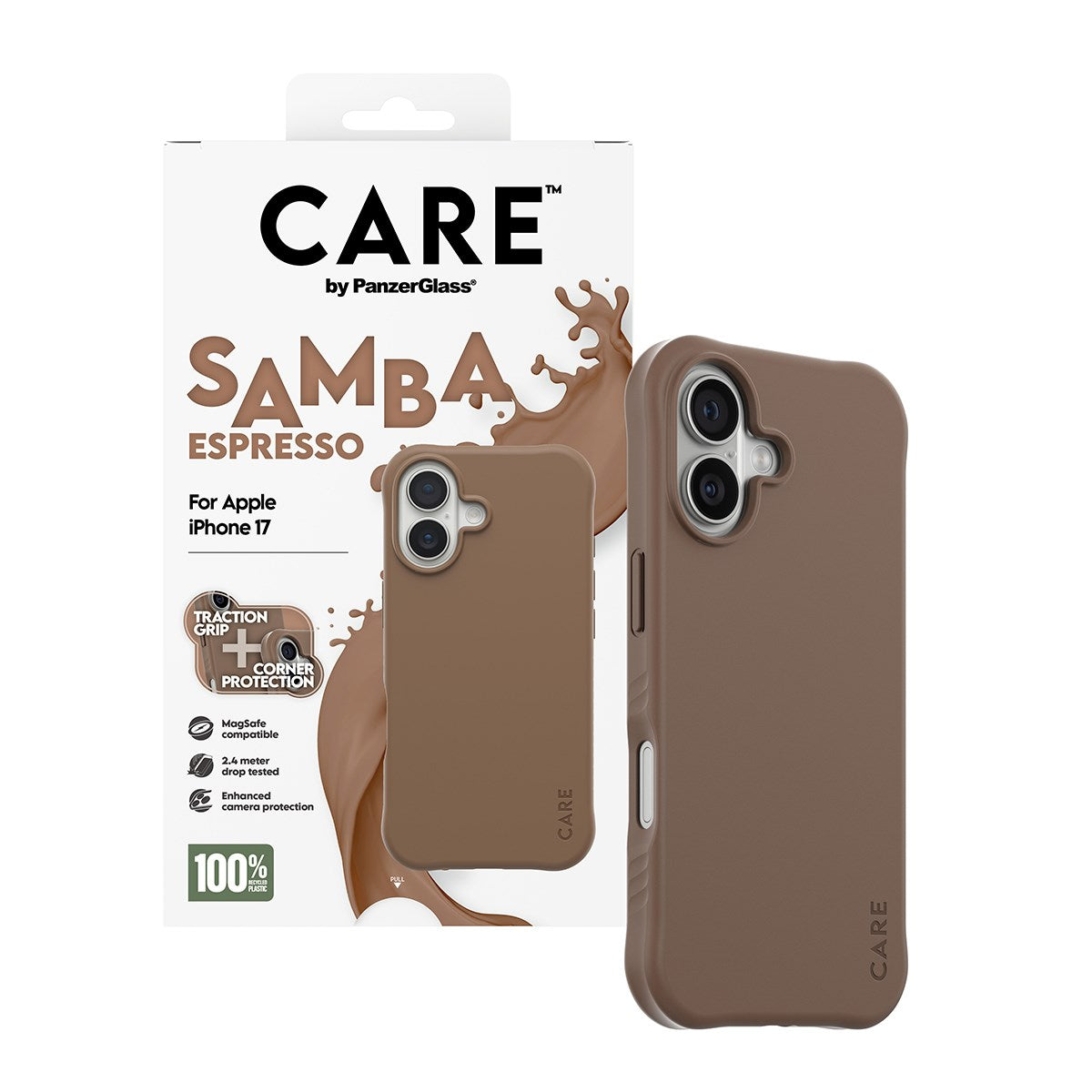 CARE by PanzerGlass® Fashionable Case Samba Espresso m. MagSafe iPhone 17