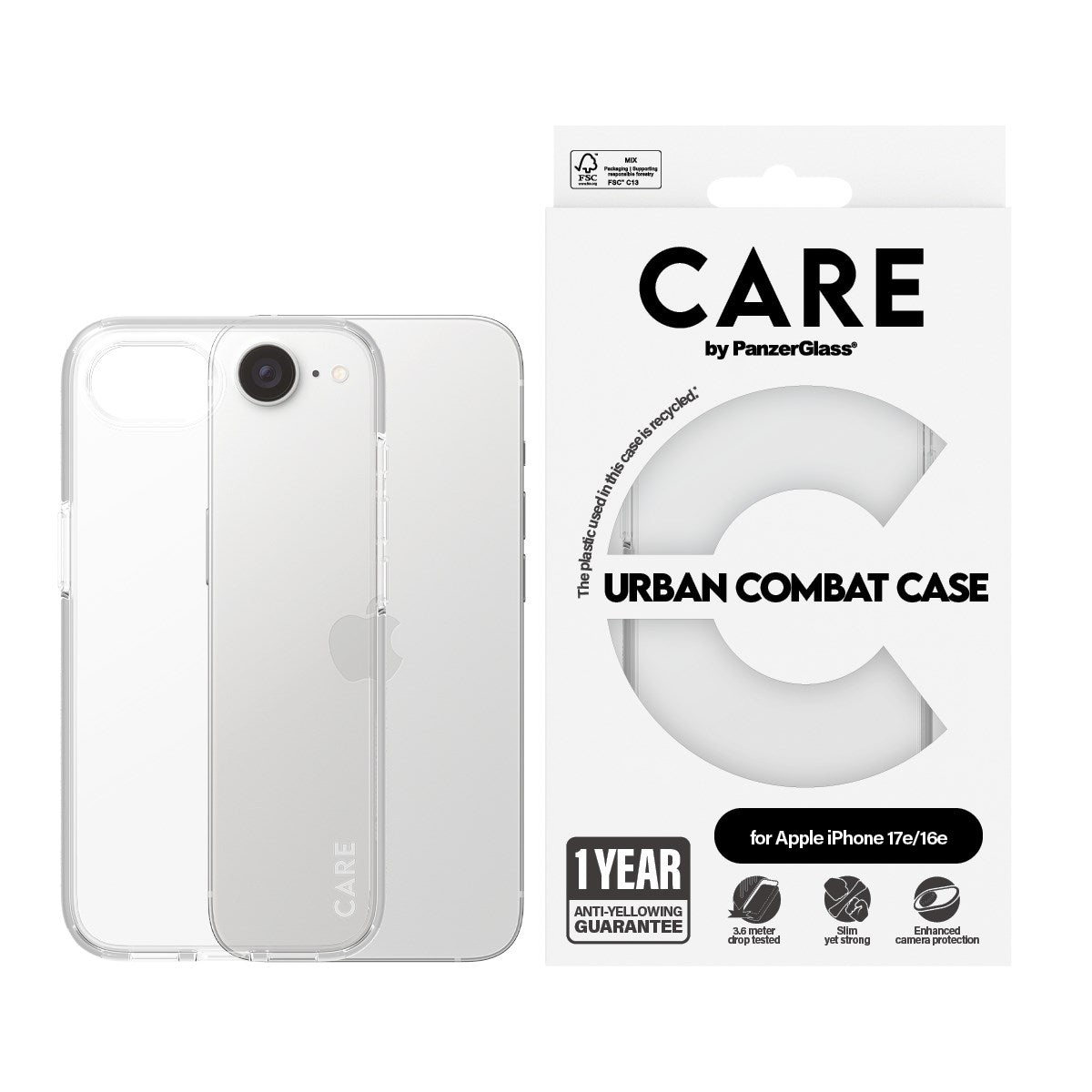 CARE™ by PanzerGlass® Urban Combat Case Transparent iPhone 17e | 16e