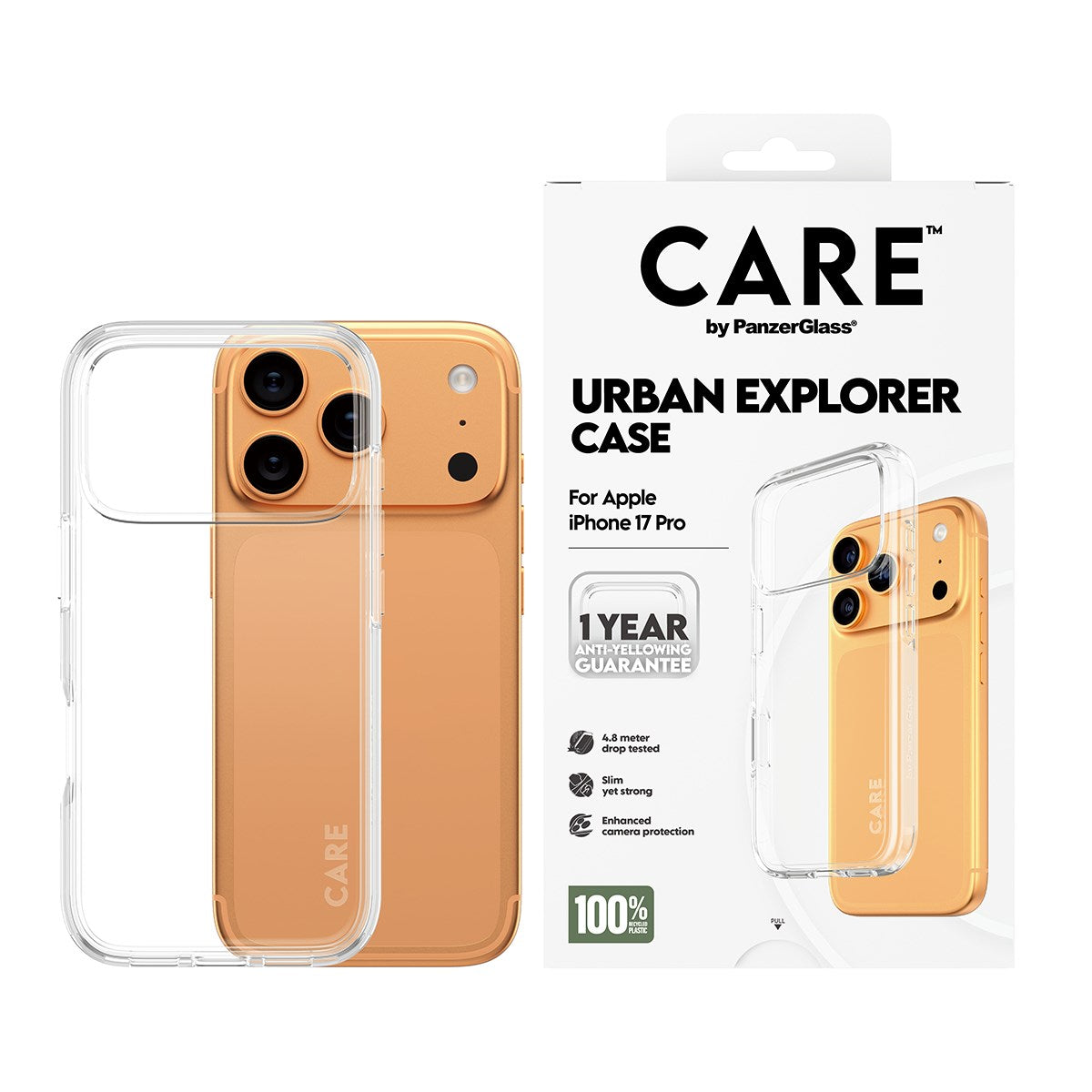 CARE by PanzerGlass® Flagship Case Transparent Urban Explorer m. Klarer Rahmen iPhone 17 Pro