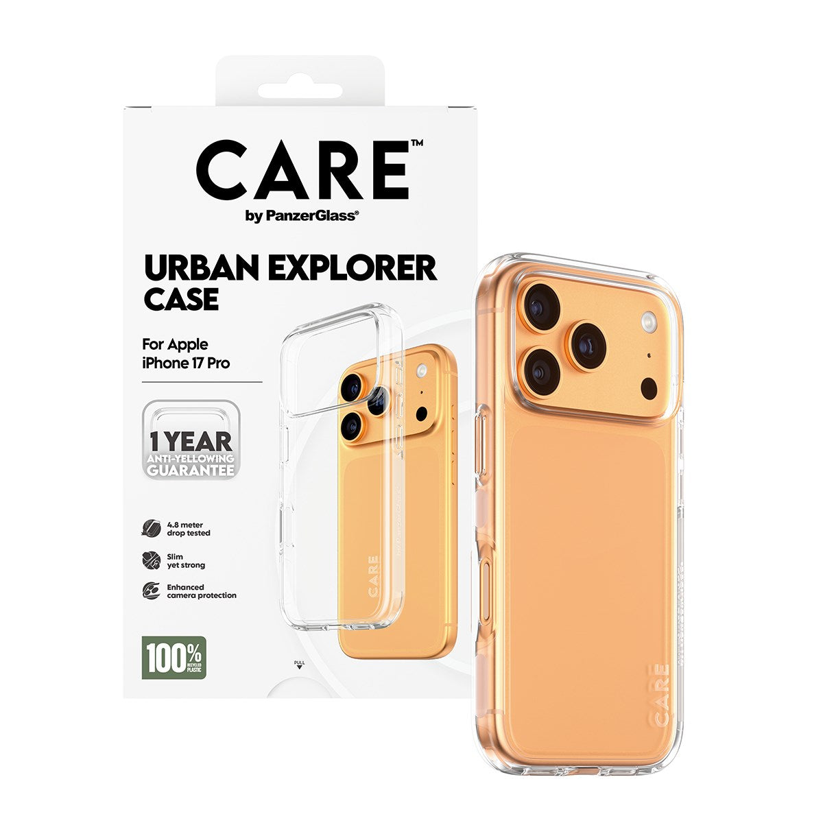 CARE by PanzerGlass® Flagship Case Transparent Urban Explorer m. Klarer Rahmen iPhone 17 Pro