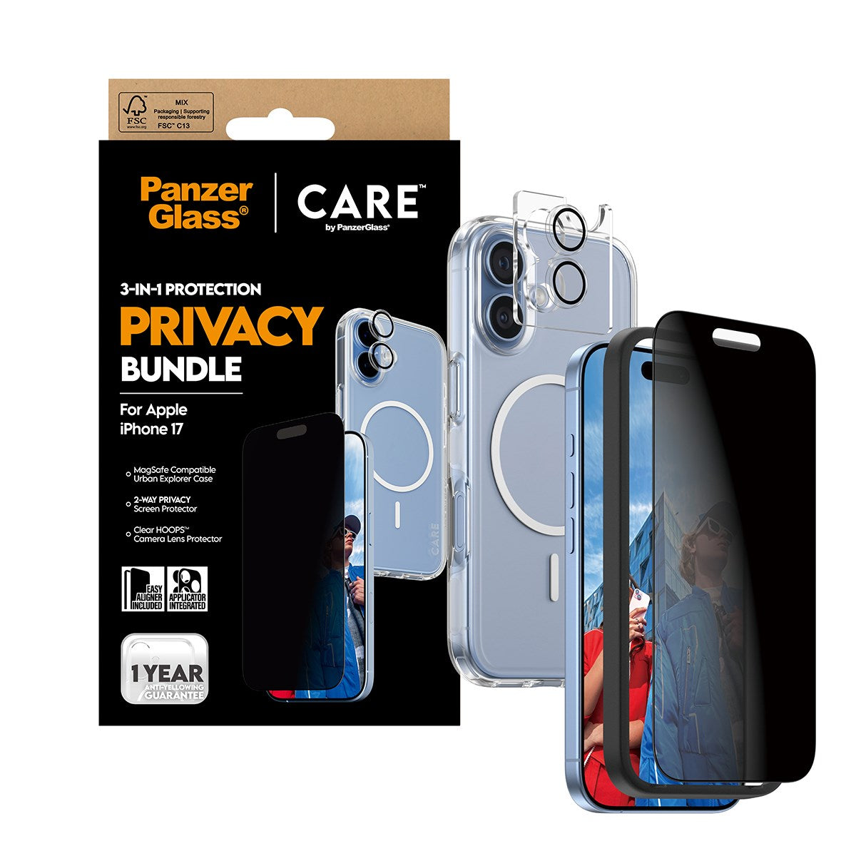 PanzerGlass® | CARE by PanzerGlass® 3-in-1 Privacy Set iPhone 17