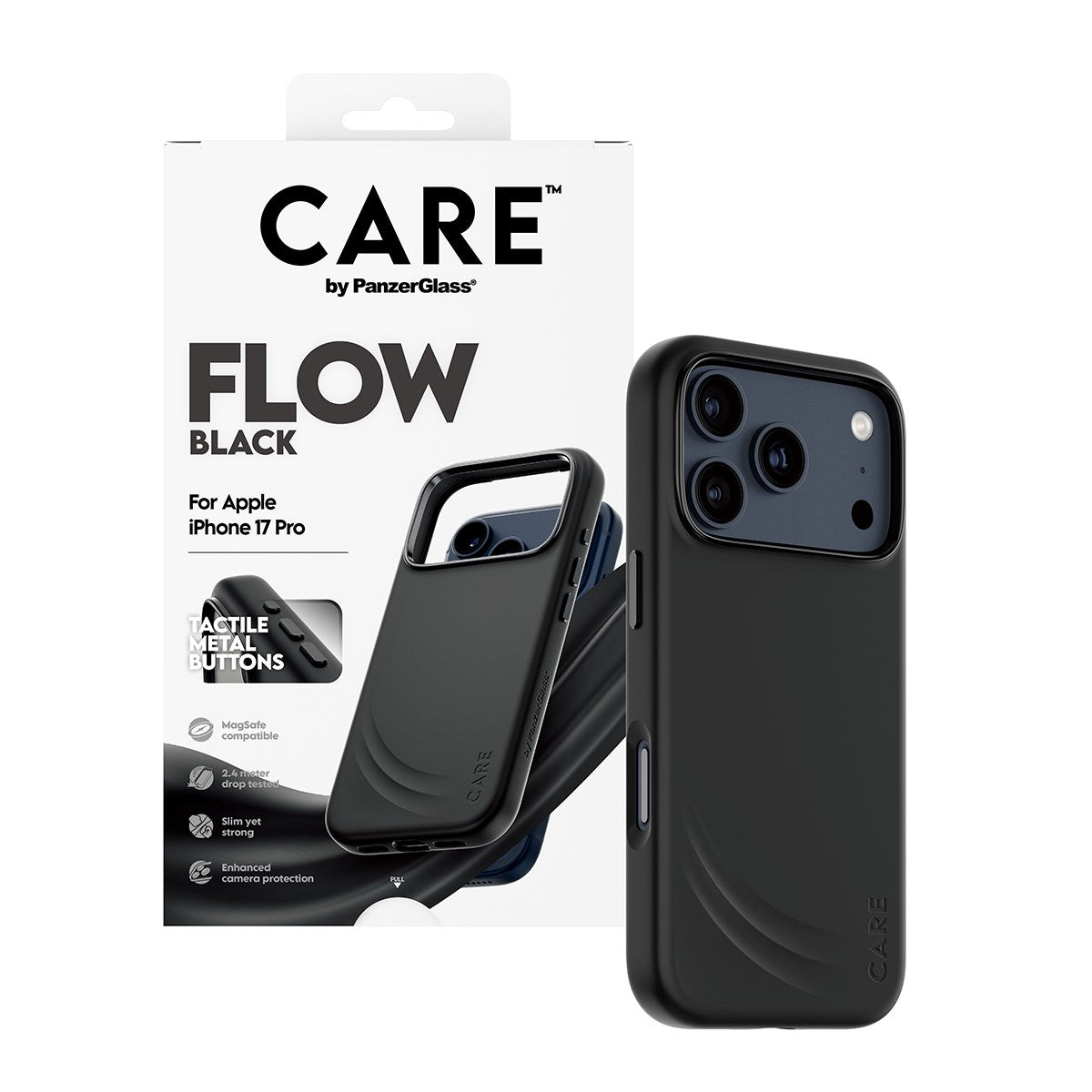 CARE by PanzerGlass® Feature FLOW Case Schwarz m. MagSafe iPhone 17 Pro