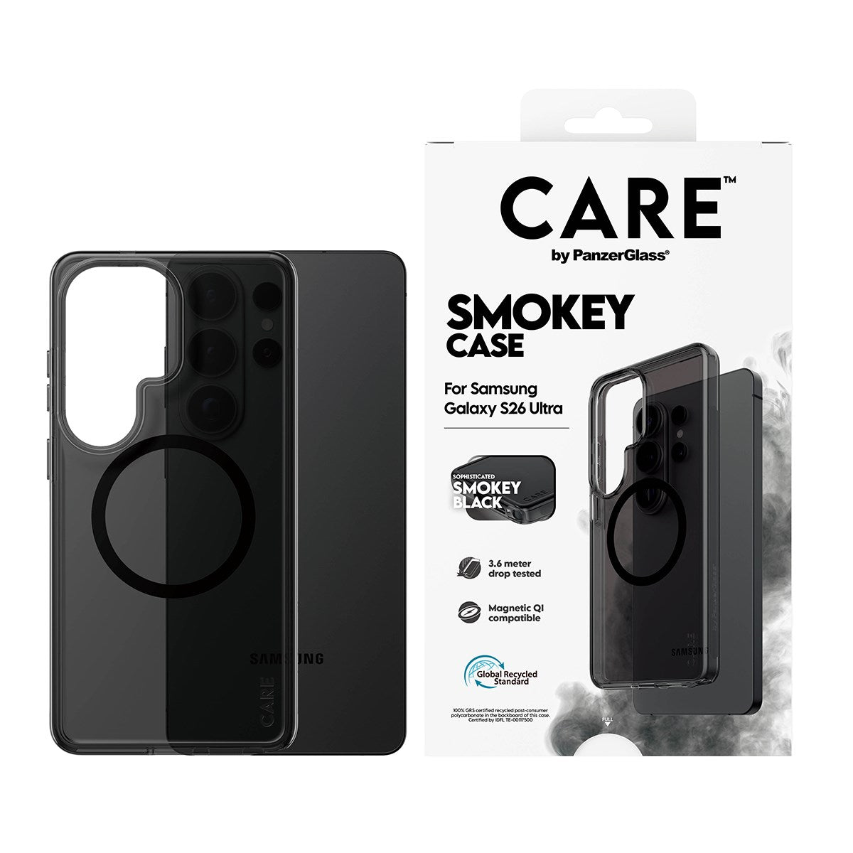 CARE™ by PanzerGlass® Urban Explorer Case Smokey m. Schwarz Qi Samsung Galaxy S26 Ultra