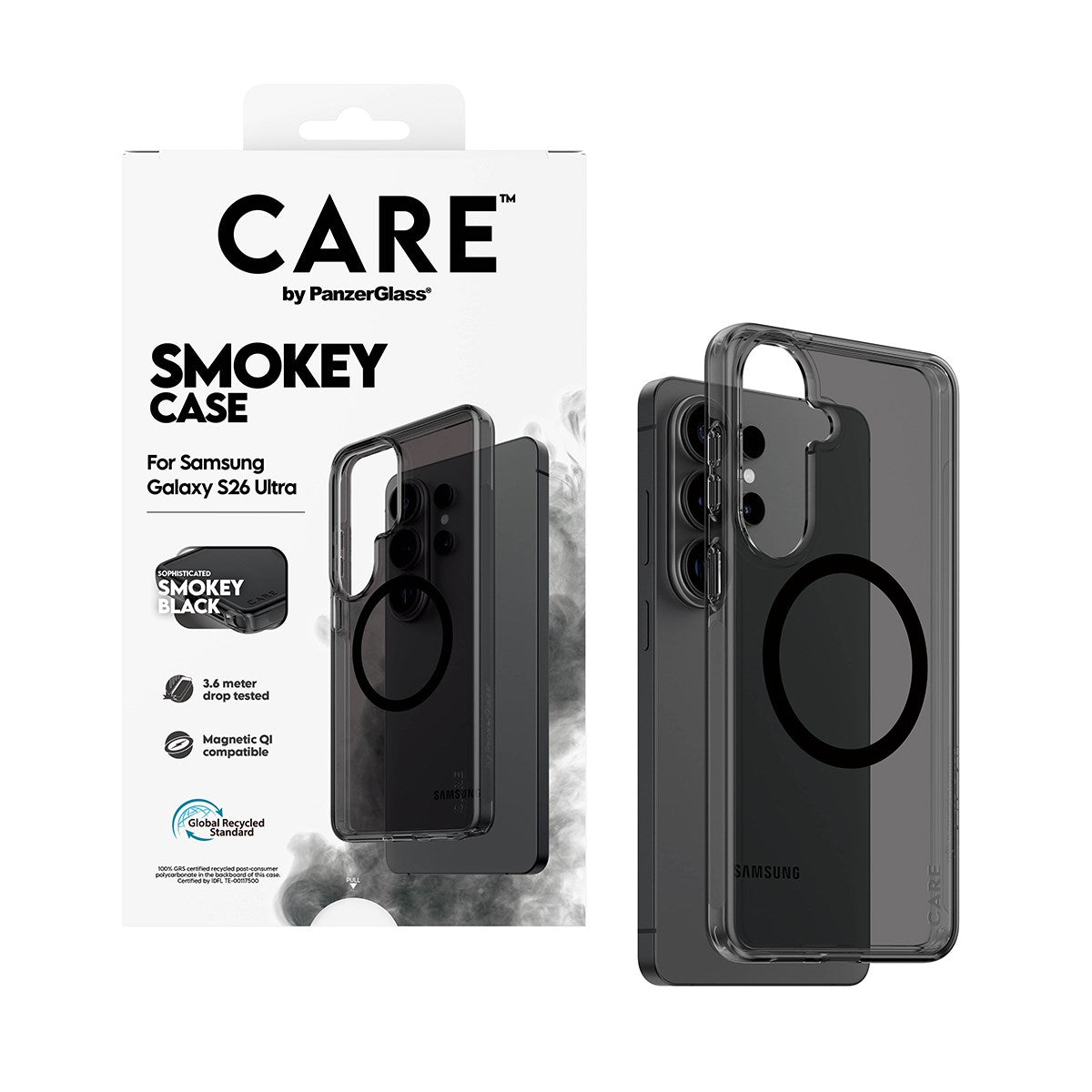 CARE™ by PanzerGlass® Urban Explorer Case Smokey m. Schwarz Qi Samsung Galaxy S26 Ultra