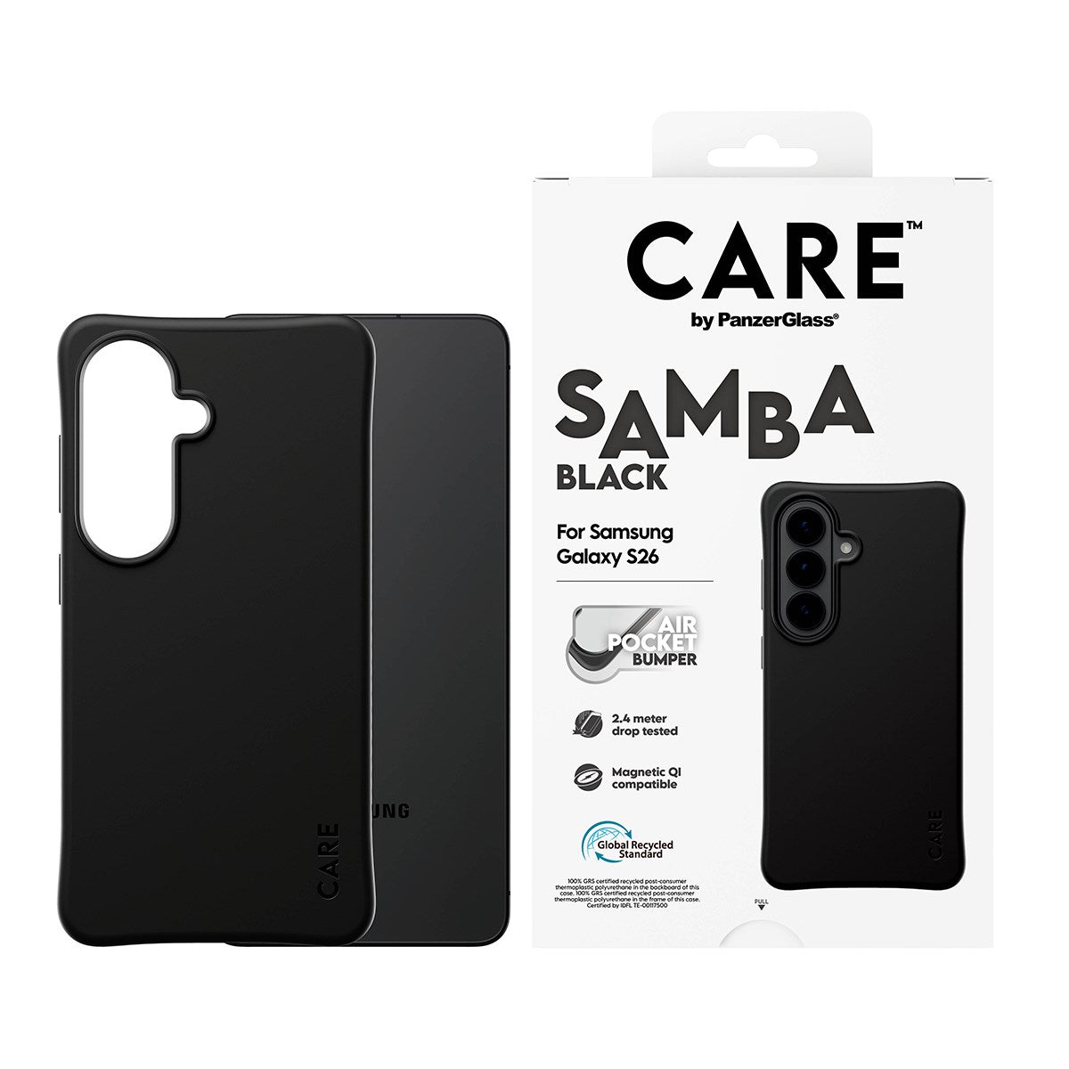 CARE™ by PanzerGlass® Samba Case Schwarz m. Qi Samsung Galaxy S26