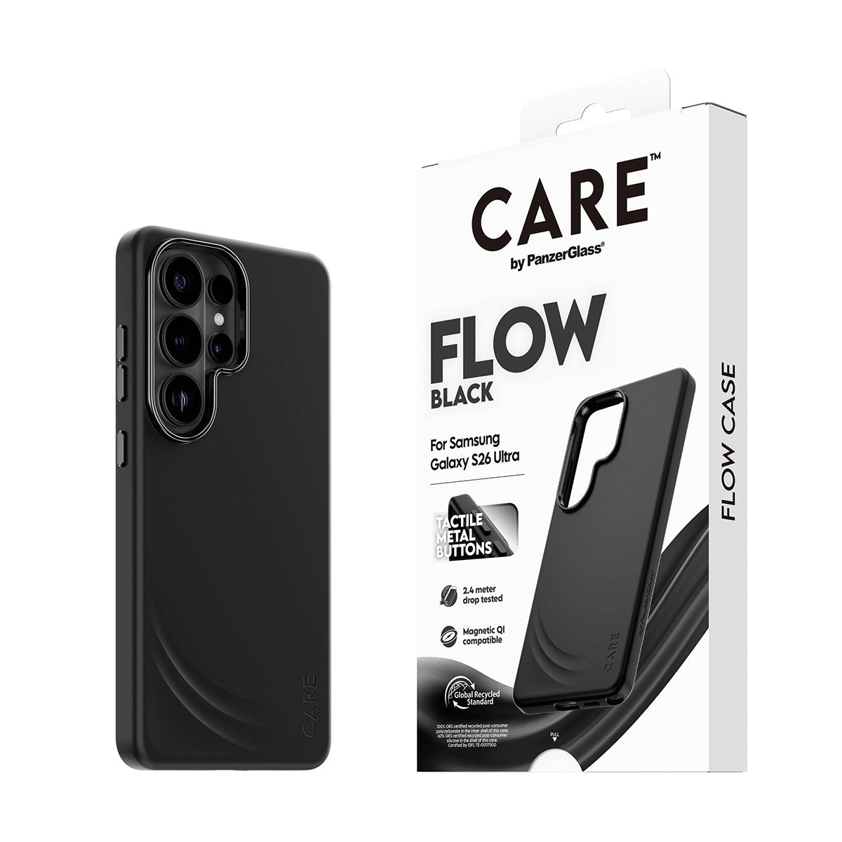 CARE™ by PanzerGlass® Flow Case Schwarz m. Qi Samsung Galaxy S26 Ultra