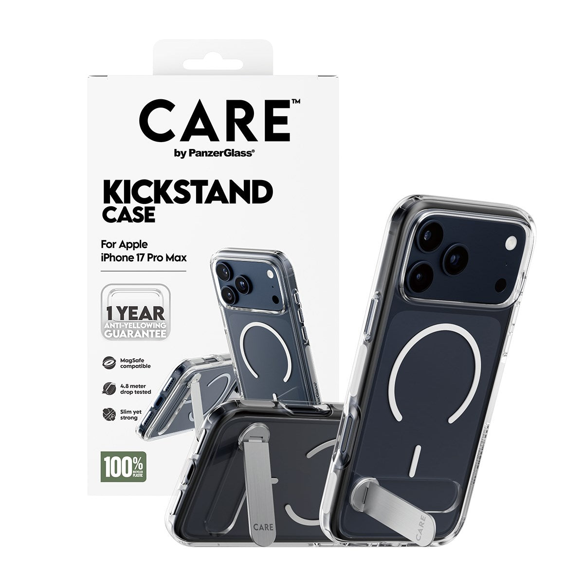 CARE by PanzerGlass® Feature Case Transparent m. Kickstand & MagSafe iPhone 17 Pro Max