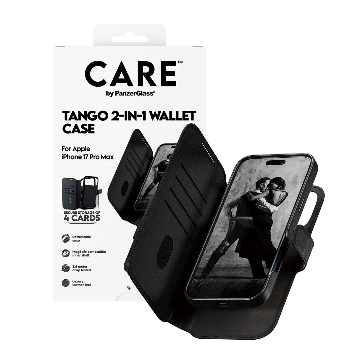 CARE by PanzerGlass® Feature Case Tango Two-in-One Wallet m. MagSafe iPhone 17 Pro Max