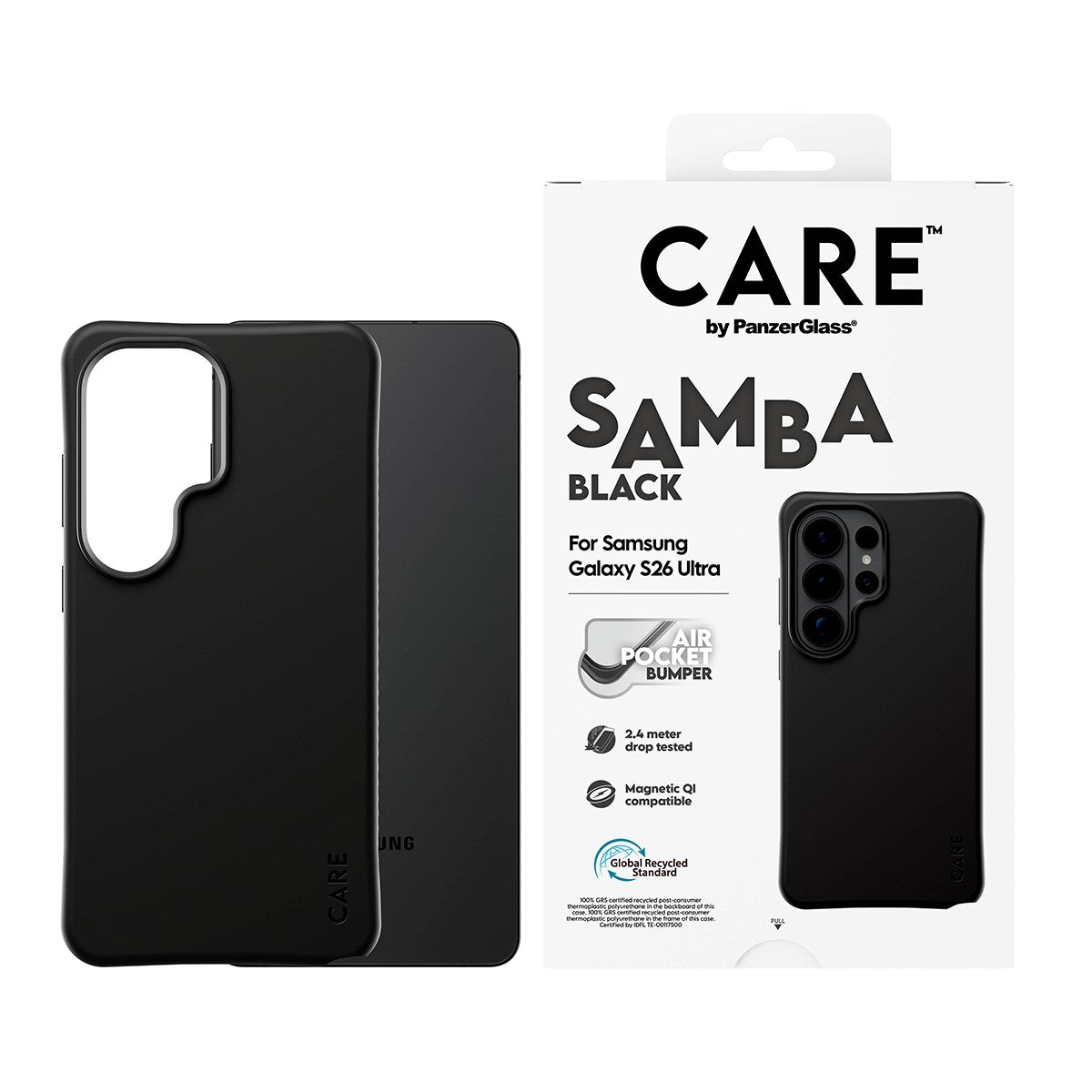 CARE™ by PanzerGlass® Samba Case Schwarz m. Qi Samsung Galaxy S26 Ultra