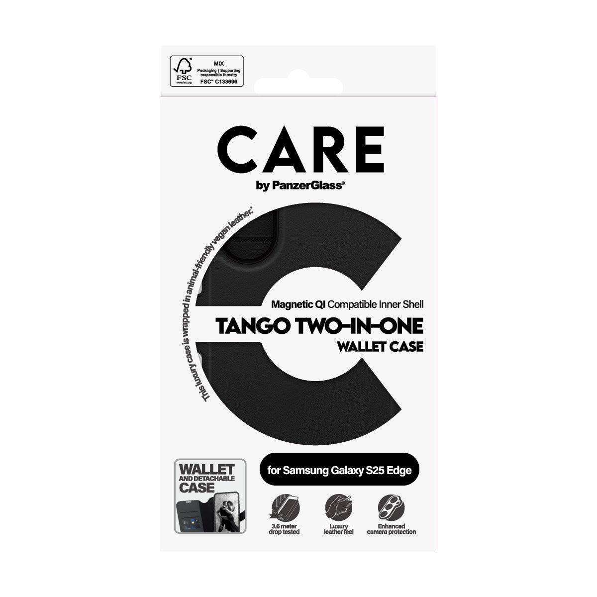 CARE by PanzerGlass® Feature Case Tango Two-in-One Wallet m. Qi-Compatible Samsung S25 Edge