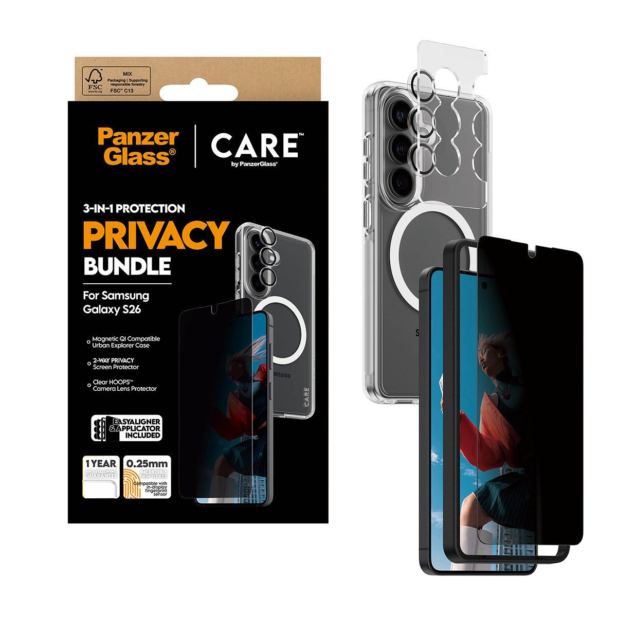 PanzerGlass® | CARE™ by PanzerGlass® Privacy 3-in-1 Set Samsung Galaxy S26