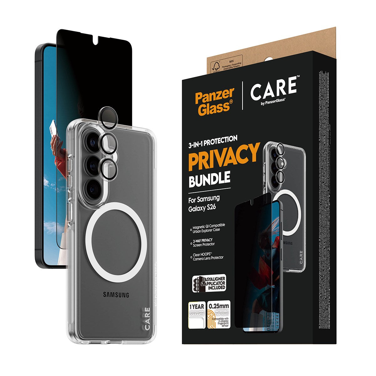 PanzerGlass® | CARE™ by PanzerGlass® Privacy 3-in-1 Set Samsung Galaxy S26