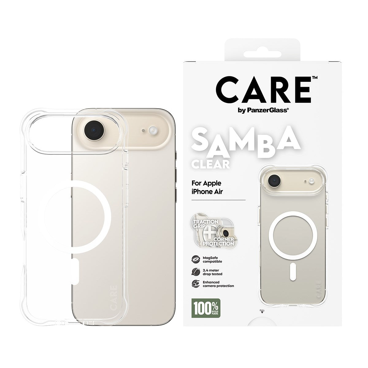 CARE by PanzerGlass® Fashionable Case Samba Transparent m. Weiß MagSafe iPhone Air