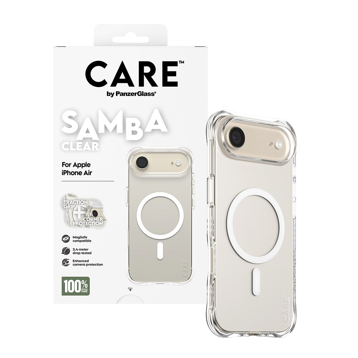 CARE by PanzerGlass® Fashionable Case Samba Transparent m. Weiß MagSafe iPhone Air