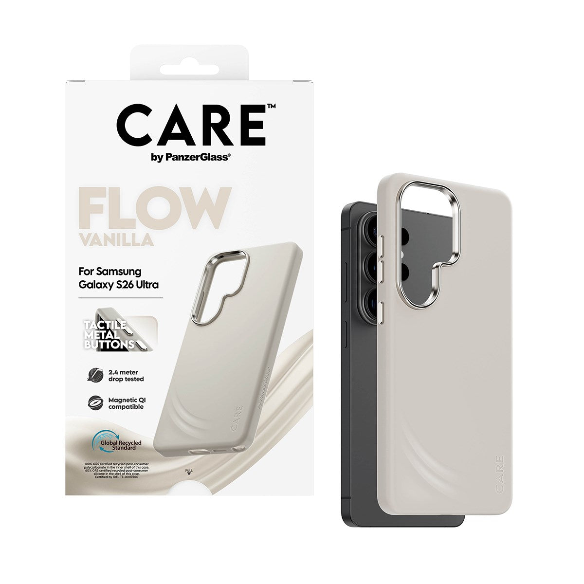 CARE™ by PanzerGlass® Flow Case Vanilla m. Qi Samsung Galaxy S26 Ultra