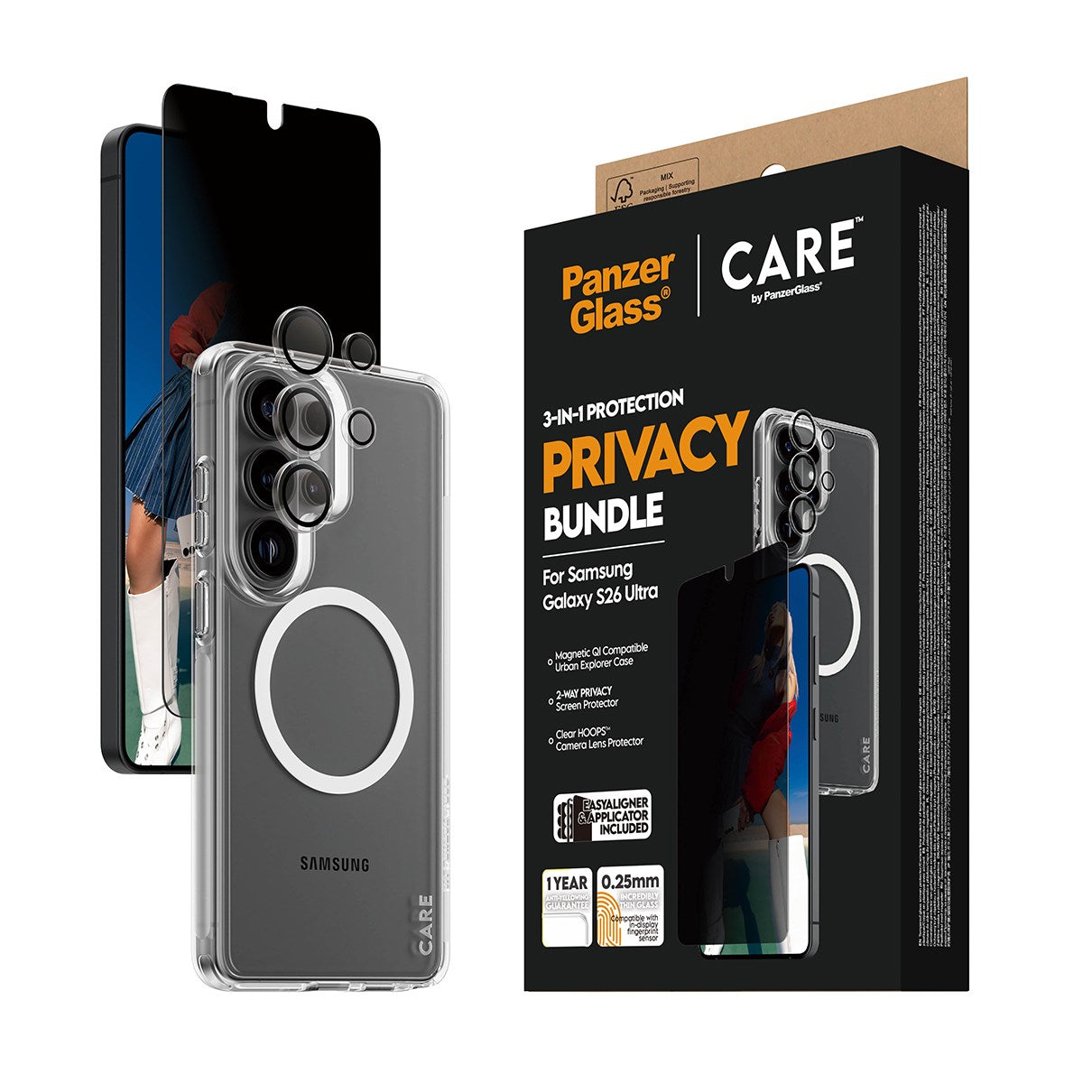 PanzerGlass® | CARE™ by PanzerGlass® Privacy 3-in-1 Set Samsung Galaxy S26 Ultra