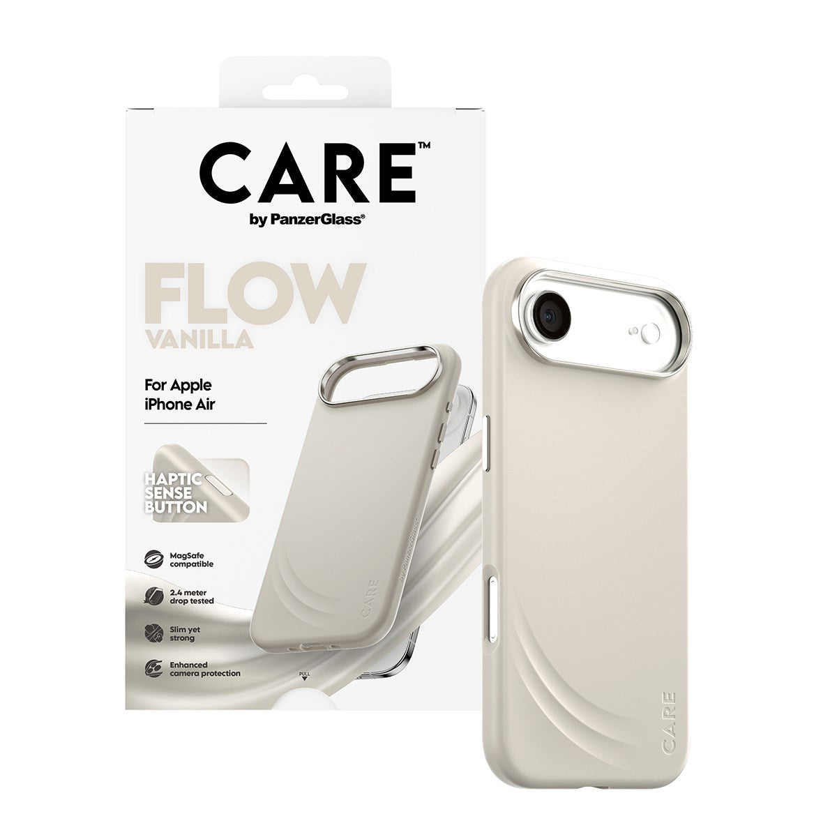 CARE by PanzerGlass® Feature FLOW Case Vanilla m. Cutout for Haptic & MagSafe iPhone Air