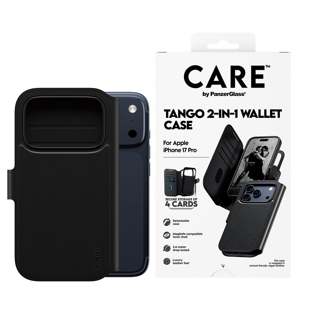 CARE by PanzerGlass® Feature Case Tango Two-in-One Wallet m. MagSafe iPhone 17 Pro