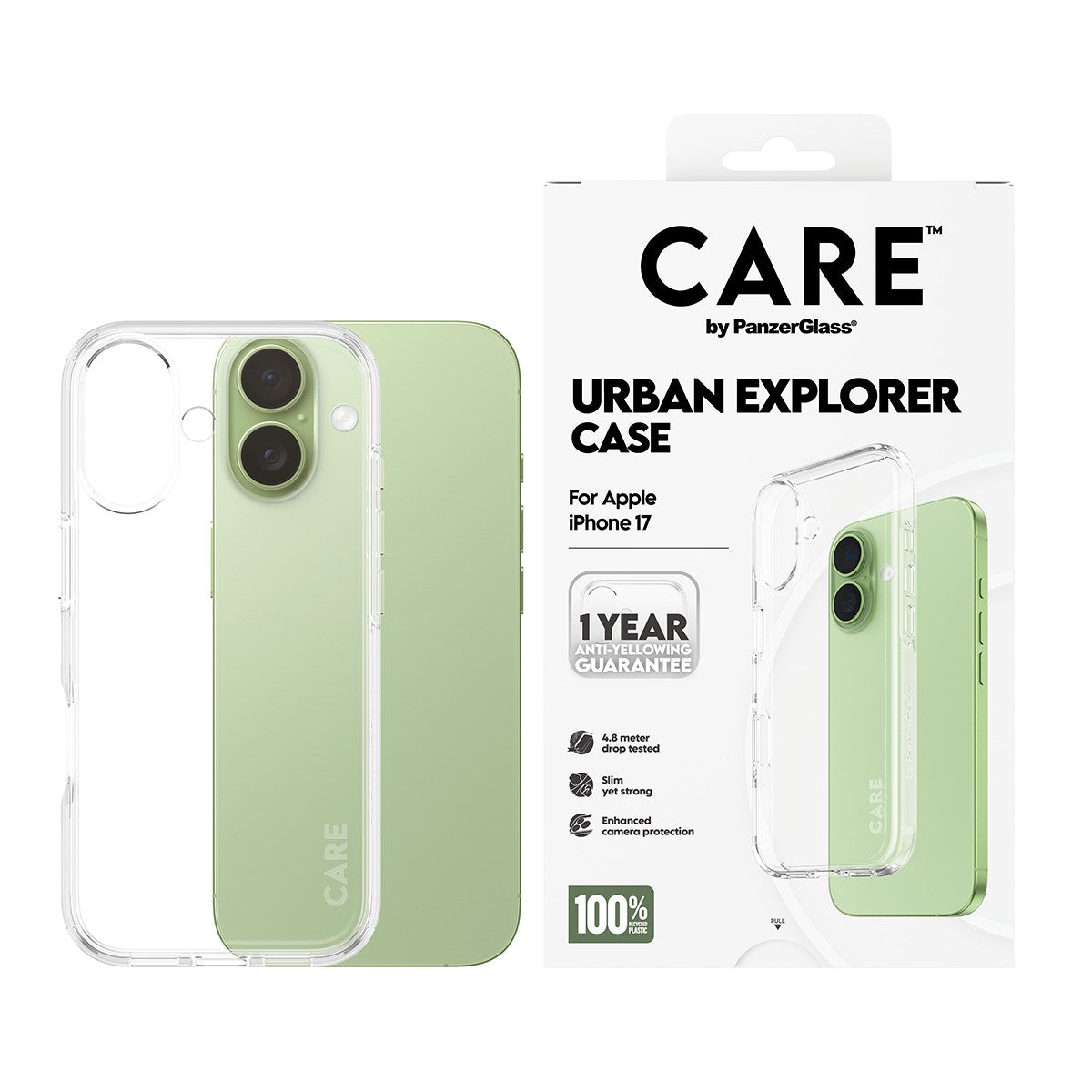 CARE by PanzerGlass® Flagship Case Transparent Urban Explorer m. Klarer Rahmen iPhone 17