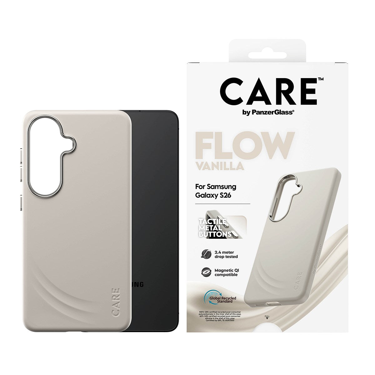 CARE™ by PanzerGlass® Flow Case Vanilla m. Qi Samsung Galaxy S26