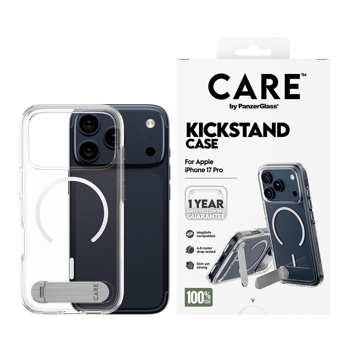 CARE by PanzerGlass® Feature Case Transparent m. Kickstand & MagSafe iPhone 17 Pro
