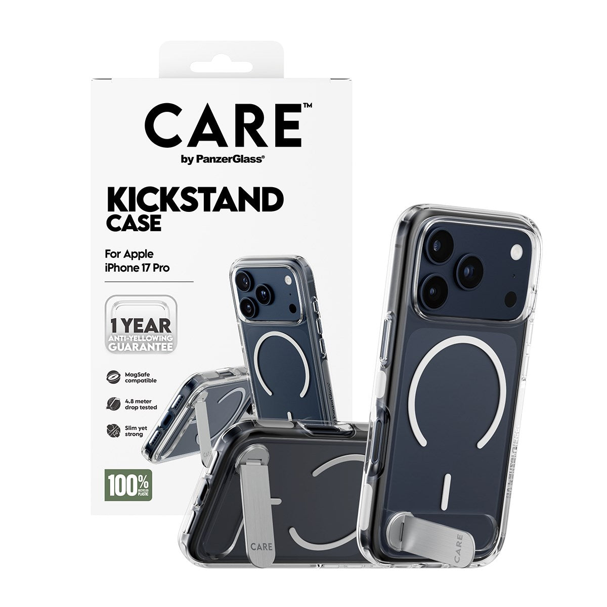 CARE by PanzerGlass® Feature Case Transparent m. Kickstand & MagSafe iPhone 17 Pro
