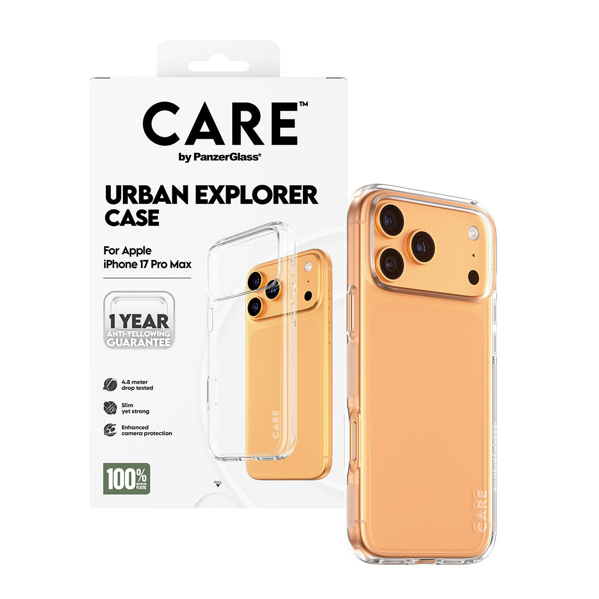 CARE by PanzerGlass® Flagship Case Transparent Urban Explorer m. Klarer Rahmen iPhone 17 Pro Max